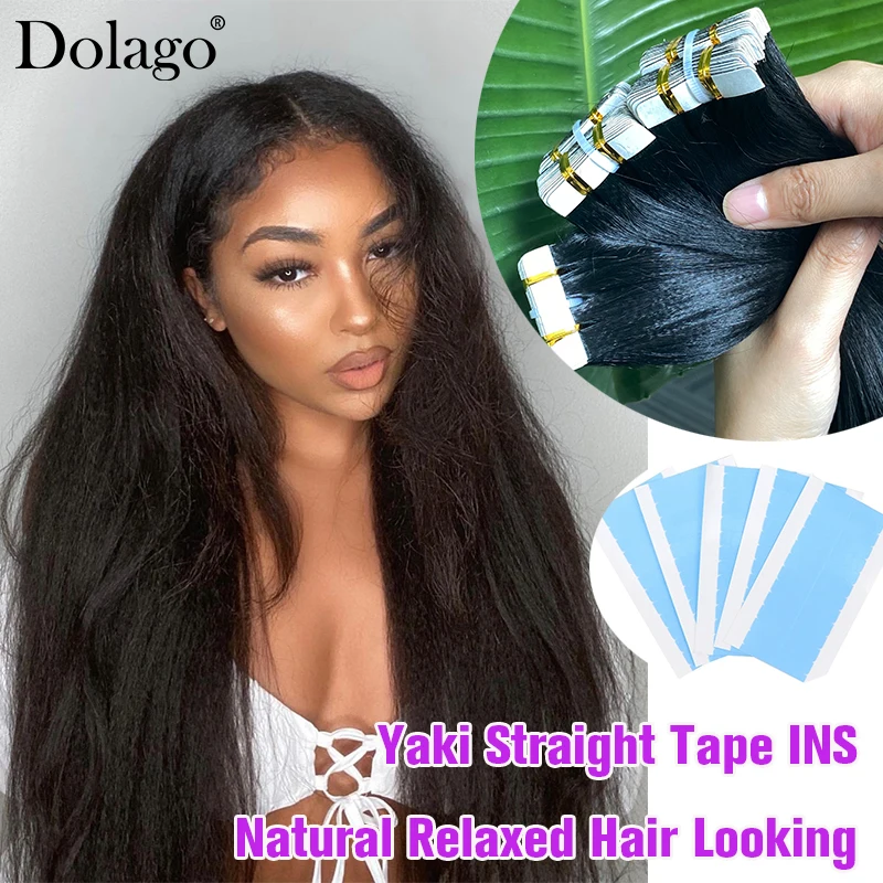 TapeInsHairExtensionsHumanHairForBlackWomenLightYakiStraightTapeInsCoarse