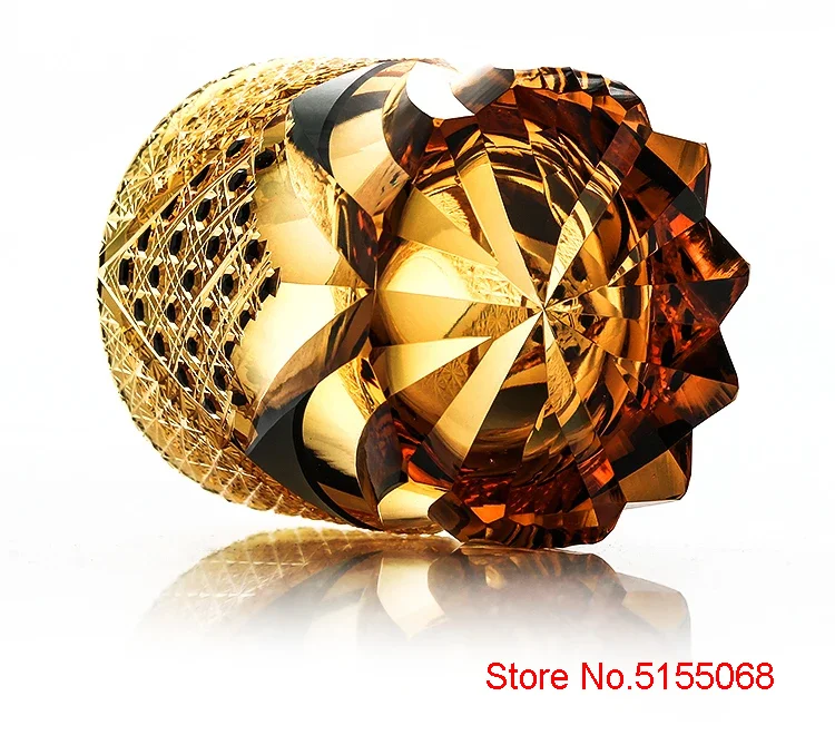 Description Picture 5 of itemJapanese Black Warrior Armor Edo Kiriko Whisky Rock Glass Amber Crystals Whiskey Cup High-end Wine Glass Hand Cut Brandy Snifter