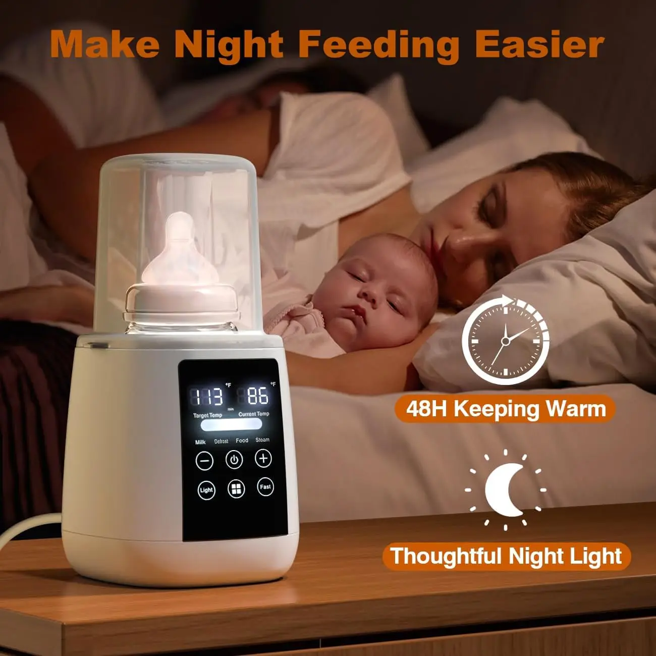 Baby Bottle Warmer & Sterilizer 24 hour 6-in-1Multifuntion Breast Milk Warmer Accurate Temperature Control Baby Bottle Heater 1