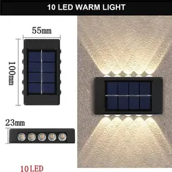 Solar - Powered Outdoor Warm Light Waterproof Wall Lamp for Balcony, Yard, and Garden Decor (Warm light 10LED - NEW)