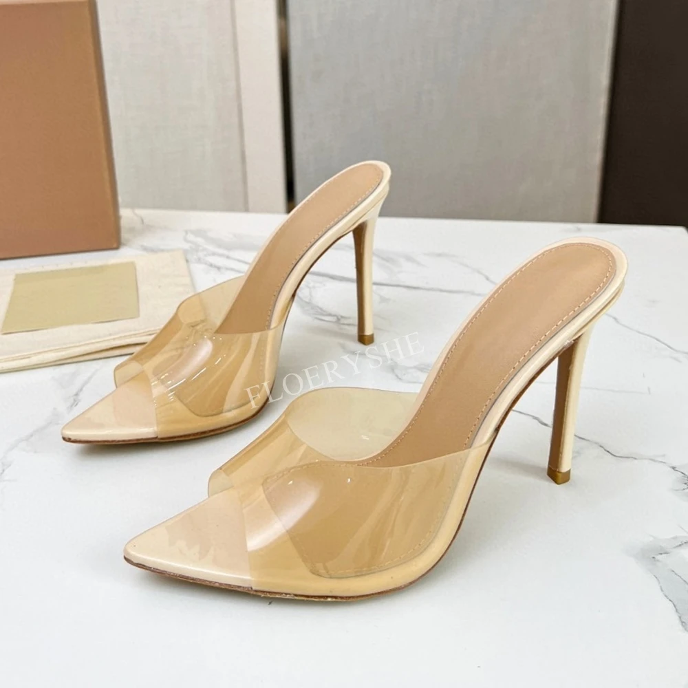 2024 Black Stiletto Pointed Toe Slippers New Arrival Women Thin High Heel Comfortable Party Solid Dress Shoes For Free Shipping