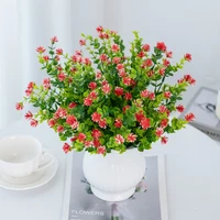 Artificial Plastic Flowers Fake Eucalyptus Plant Wedding bridal bouquet Christmas Decor Vase for Home windowsill bonsai Festival 3