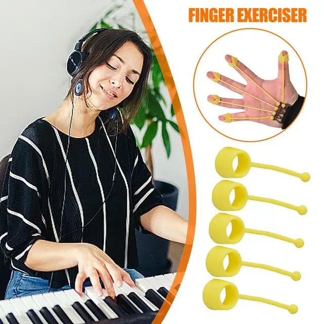 Finger Strength Trainer 5Pcs Elastic Silicone Finger Exerciser & Hand Strengthener Finger Stretcher Hand Grip Strengthener For 2