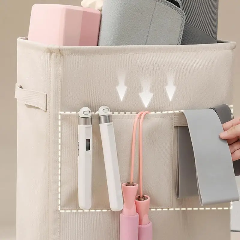 Yoga Mat Organizer Basket Corner Oxford Cloth Yoga Mat Rack Multipurpose Basket Holder with Side Pocket Washable Storage Rack