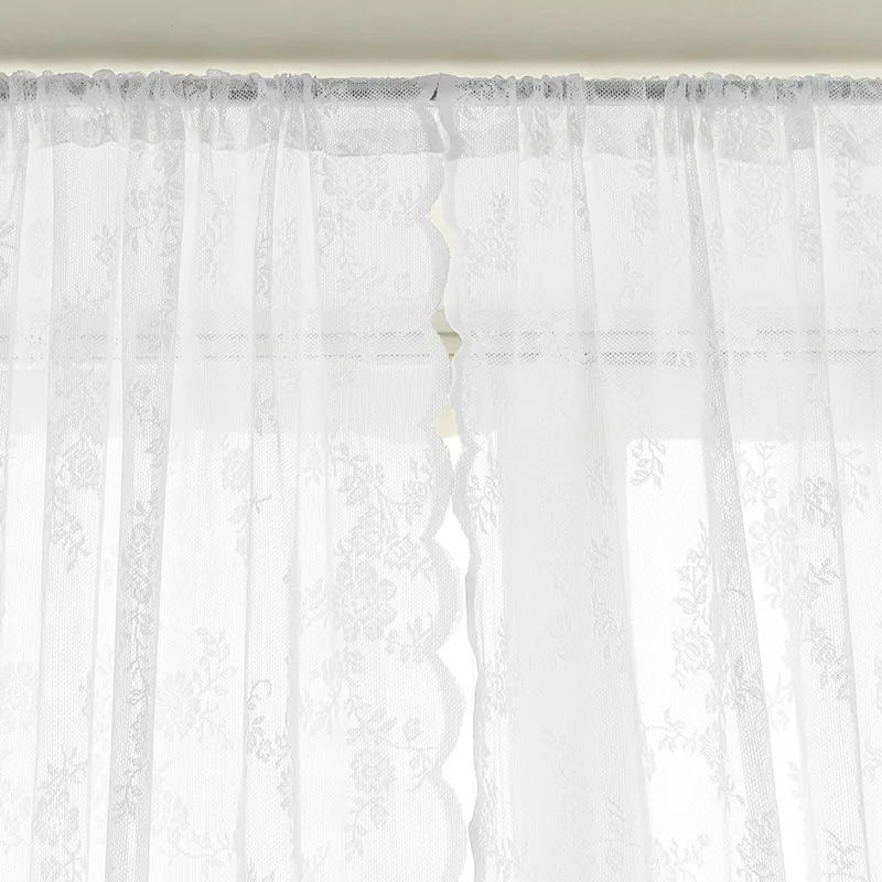 

Punch-free finished curtains with rods, European and American pastoral white gauze curtains, door curtains, bedroom bay window g