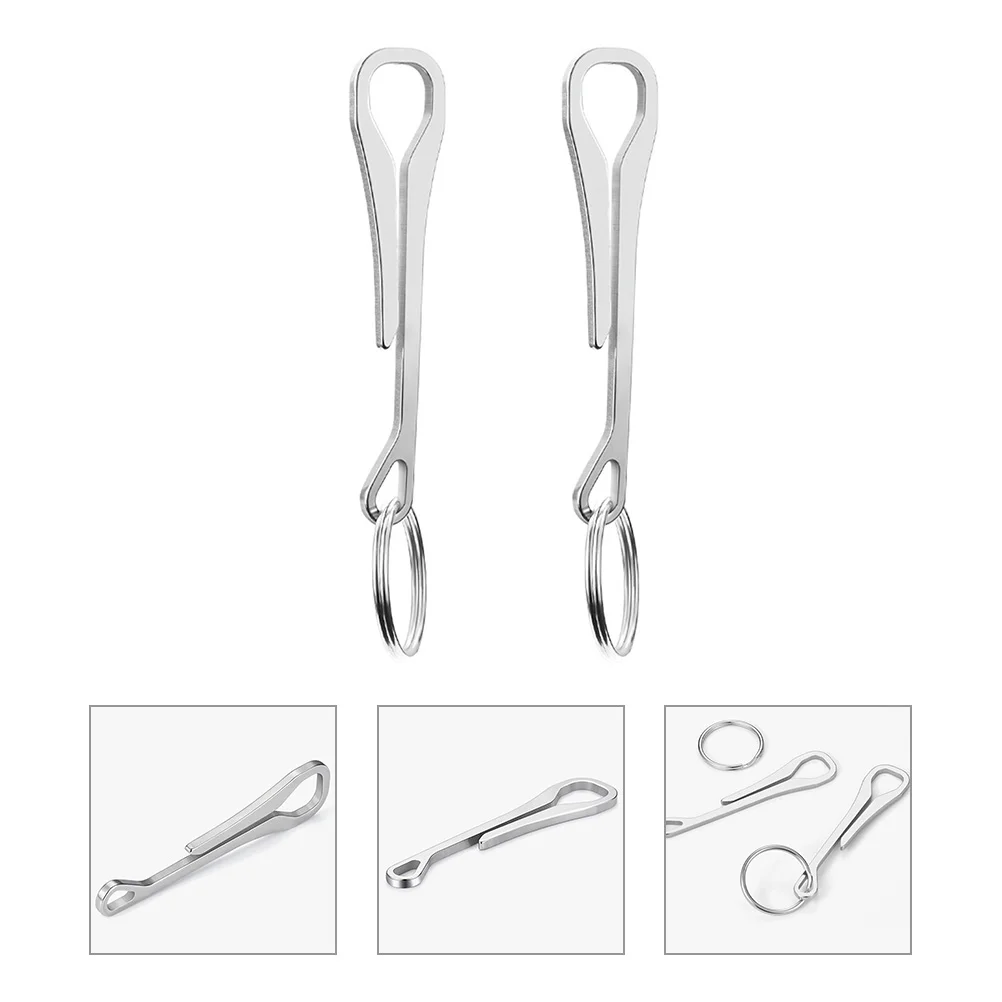 

2 Pcs Key Fob Hook Rings Buckle Chain Clips 304 Stainless Steel Pocket Keyrings for Camping Keychain Outdoor