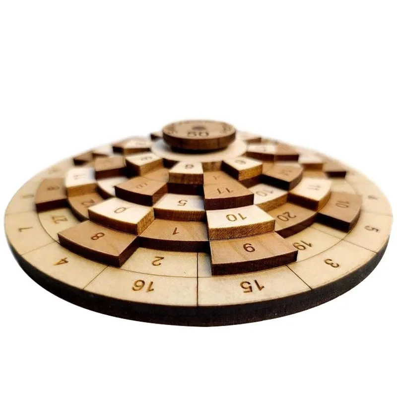 Turntable Wooden Number Puzzle Huarong Road IQ Brain Teaser Montessori Educational Toys Rompecabezas Niño Relogio Infantil 5