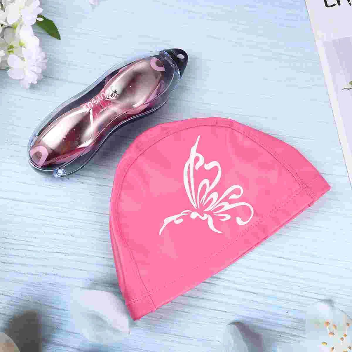 

Swimming Caps Waterproof Goggles Eye Protection Woman Pink Anti-fog Glasses Nurse