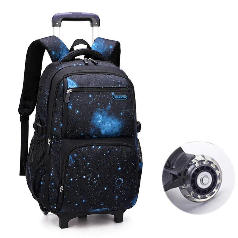 Dropshipping Wheels Travel Rolling Luggage Bag School Trolley Backpack for Boys Kid Backpack on Wheels School Kids Backpacks