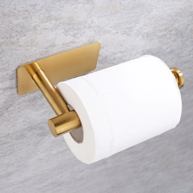 Porte-papier adhésif en acier inoxydable brossé or noir blanc support cuisine salle de bains papier toilette serviette rouleau étagère mouchoirs accrocher 3