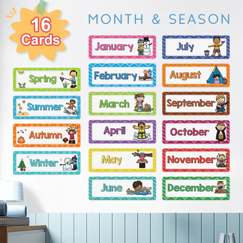 Monthly Headliners Set 12 Months of The Year Day of the Week Headers Monthly Seasonal Week Headers English Words Learning Cards 5