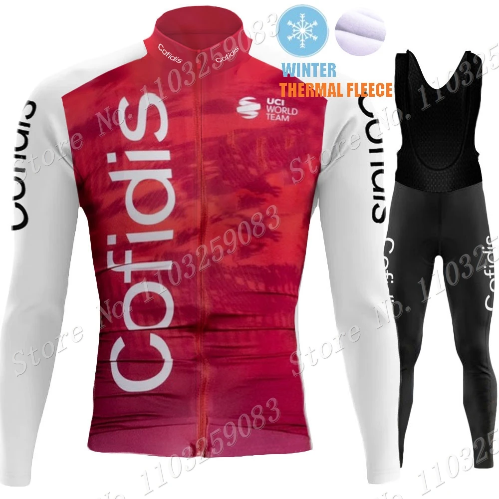 Cofidis Cycling Jersey Set Team Long Sleeve France Cycling Red Clothing Bike Thermal Jacket Suit Pants Bib MTB Ropa Maillot