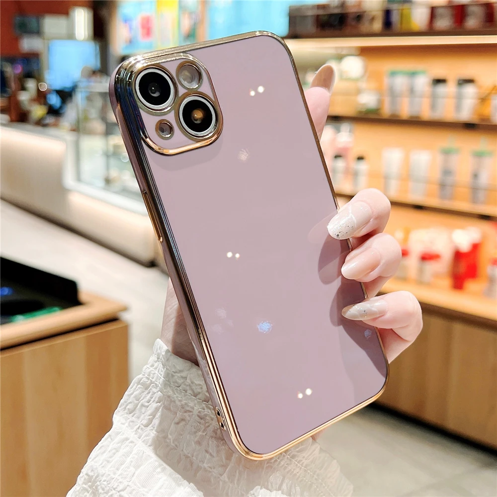Luxury Plating Silicone Phone Case with Soft TPU Bumper - Full Cover