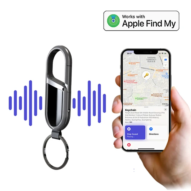 Anti-lost GPS airtag Smart Carabiner key chain Keyring with Find My tracker to attach Car key chain fob for use on Apple ios 6