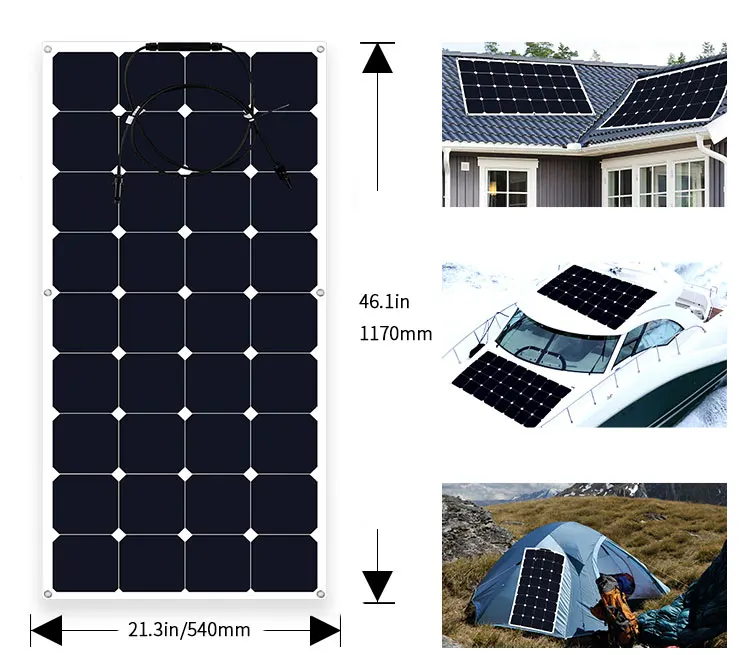 Energia Verde Rinnovabile Sunpower Cells Pannello Solare Semi Flessibile Portatile Da 120W