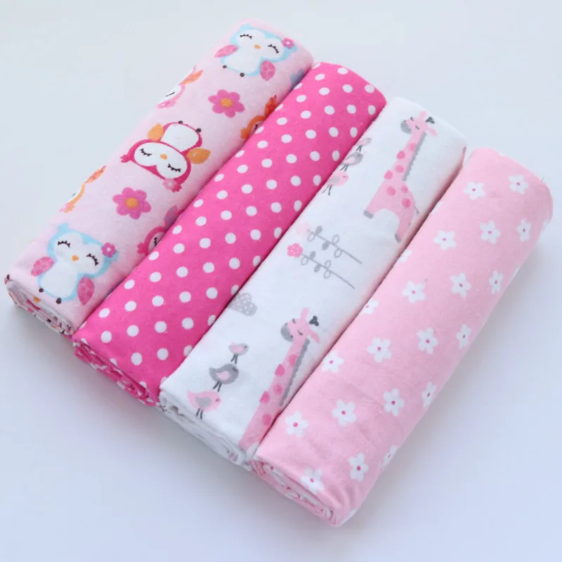 4pcs/pack 100% Cotton Flannel Diapers Supersoft Receiving Baby Blanket Newborn Wrap 76x76cm Baby Bedsheet Print Blanket Swaddle 5