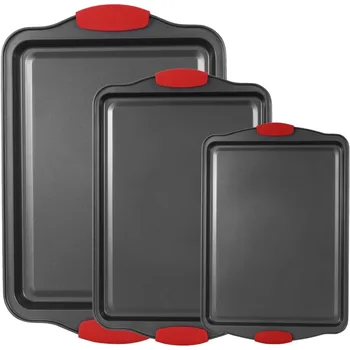 Nonstick Baking Pan Set with Silicone Handles 1