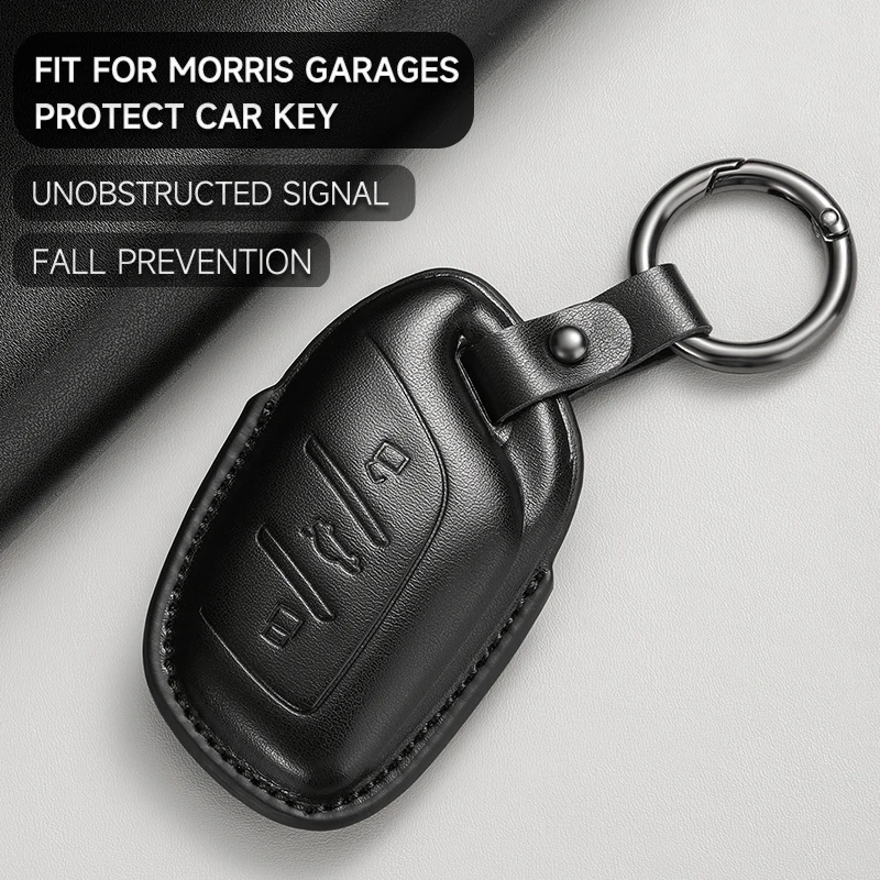 Funda De Llave De Coche HEYCE De Cuero Para MG - Compatible Con MG6, MGZS, MG3, Etc., Color Marrón, Con Gancho