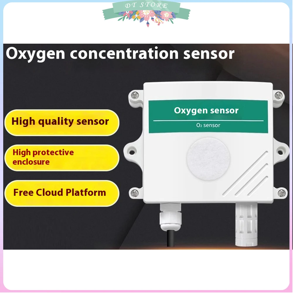 Pipeline Oxygen Sensor 4-20mA RS485 O2 Transmitter 0-10V Industrial Gas Concentration Detector for Laboratory & HVAC Systems