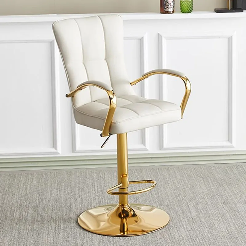 

High Back Chairs White Support Leather Adjustable Bar Stool Gold Sillas Para Barra De Cocina Room Aesthetic Decor