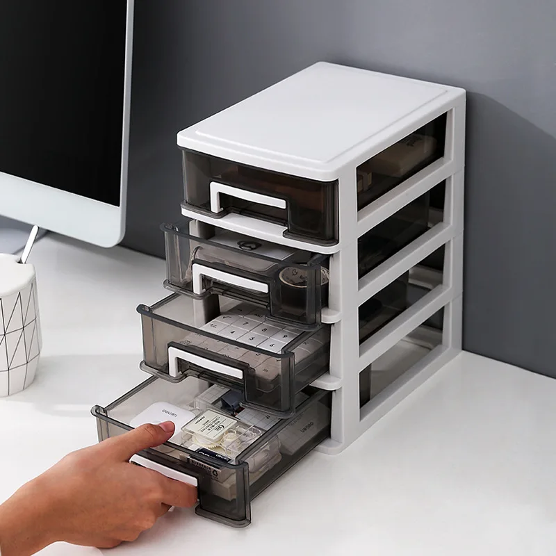 1pc White Desktop Foldable Multi-layer A4 Paper Storage Box With Drawer Style File Organizer - View #7