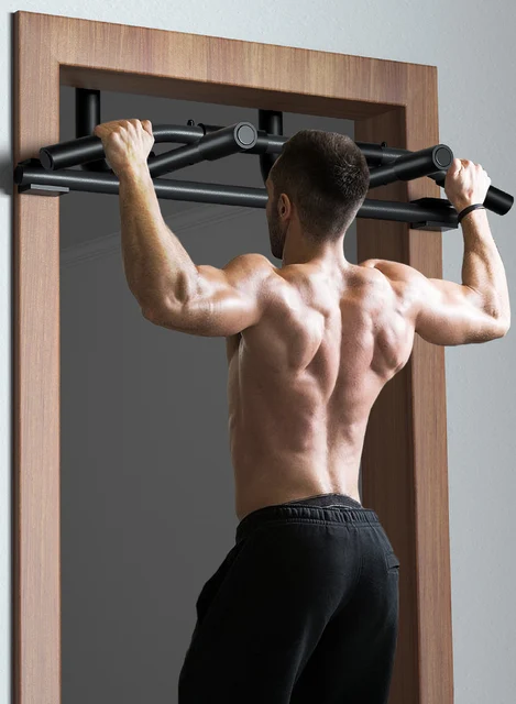 懸垂バー ドア 黒のプルアップバー壁に取り付けられた鋼製懸垂バー 天井 ホームハイト調整可能なアーム強度エクササイズプッシュアップバー 負荷200 懸垂バー ドア 黒のプルアップバー壁に取り付けられた鋼製懸垂バー