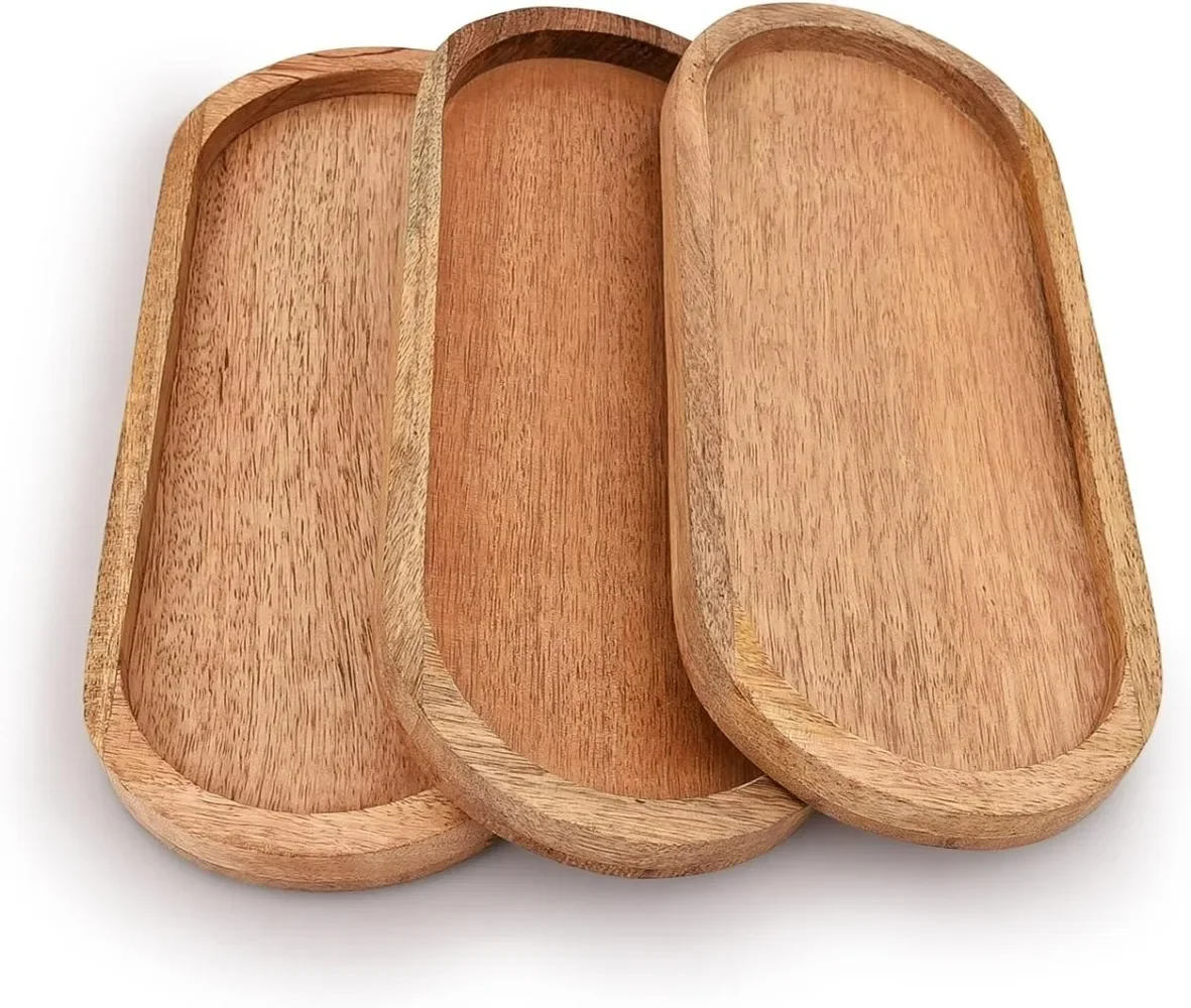 Oval Wooden Tea Tray  Plate Snacks Food Storage Dish for Tray Fruit Dishes Saucer Dessert Serving Tray Serving Table 2