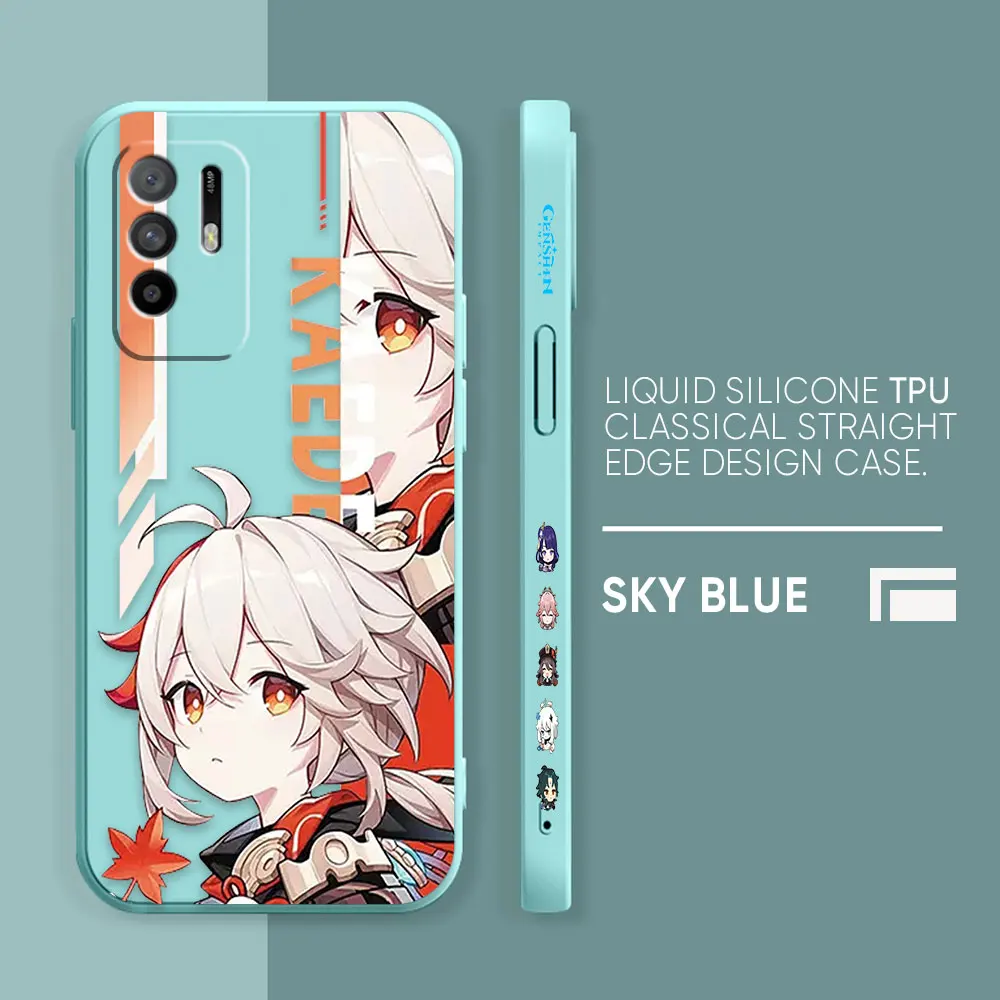 thumbnail image 1 of Case For OPPO A52 A54 A55 A57 A59 A93 A83 A92S A93S 4G 5G A16 Colour Simple Liquid Silicone Case Best Genshin impact, 1 of 5
