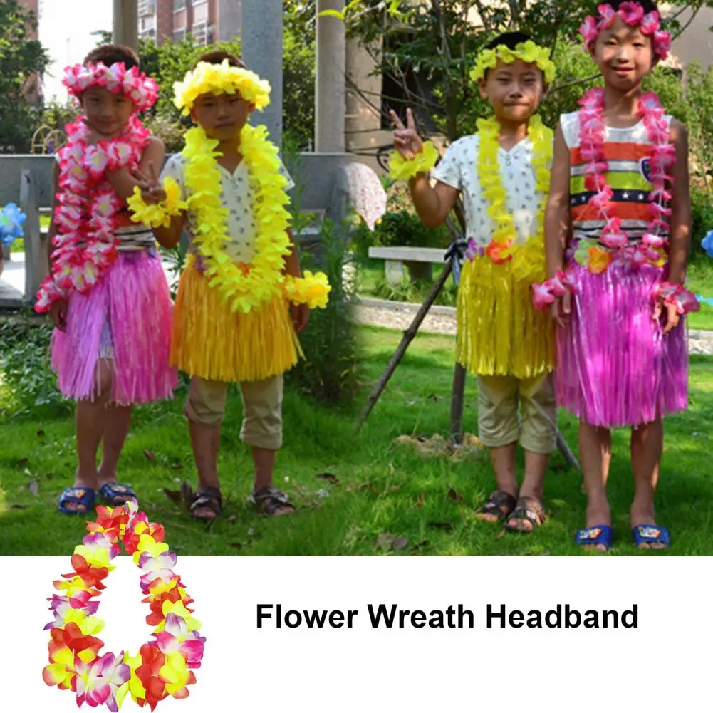 Colorful Hawaii Leis Vibrant Led Flower Wreath Headband Luminous Hawaiian Leis for Dress-up Cosplay Party Accessories cheerleading pom poms vibrant cheerleading pom poms colorful squad hand flowers for parties events cheerleading accessories foil