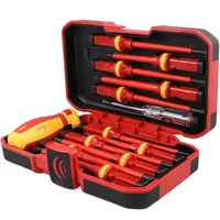 13pcs 1000V VDE Insulated Screwdriver Electrician Repair Tool Kit Magnetic Screw Driver Slotted Phillips Pozidriv Torx Cr-V Bits