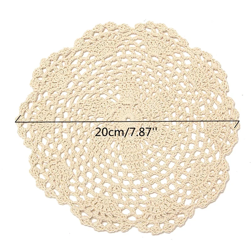 12Pcs Vintage Cotton Mat Round Hand Crocheted Lace Doilies Flower Coasters Lot Household Table Decorative Crafts Accessories