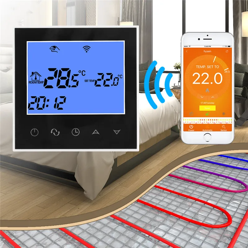 WiFi Thermostat 3A Water Floor Heating Programmable Intelligent Temperature  Controller Remote Control by Android ISO Phone