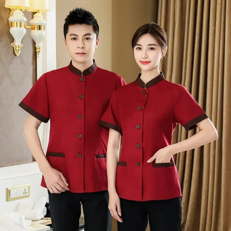 

Dishwasher Pedicure Uniforms Ladies Staff Women's Top Clothes Hotel Restaurant Housekeeping Cleaning Waiter Costume Work Shirt