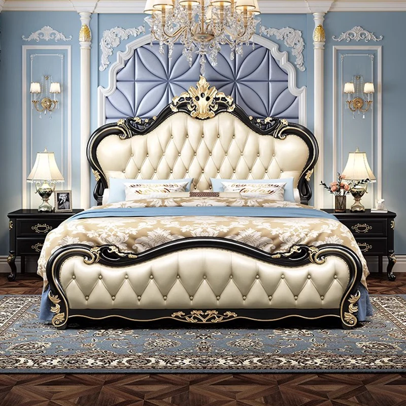 

European Couple Bed Storage Queen Size Wood Lounge Bedroom Bed Modern Luxury Marco De Cama Queen Moderno Home Furniture