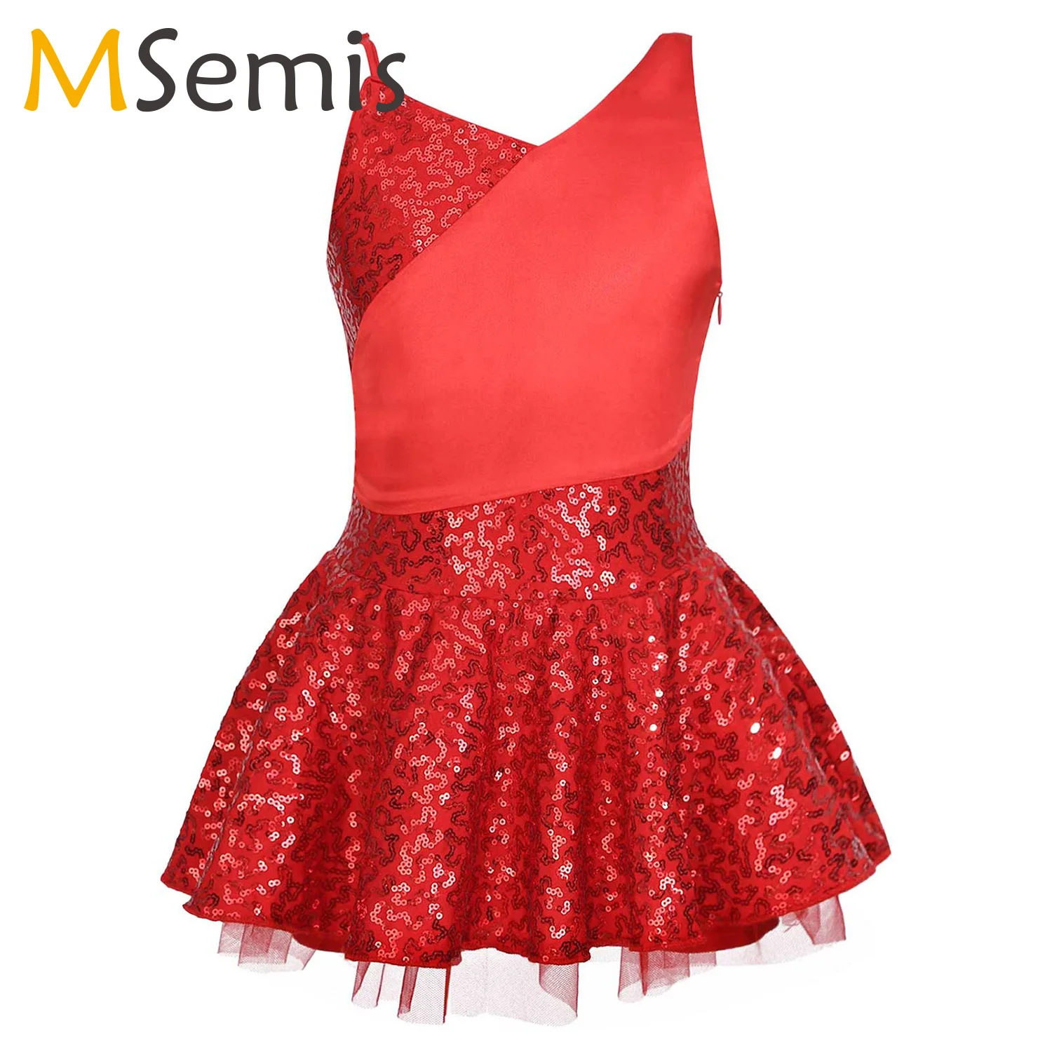 

Kids Tutu Ballet Leotard Dress Girls Sequins Satin Splice Bowknot Back Figure Skating Lyrical Dancewear Christmas Dance Dress