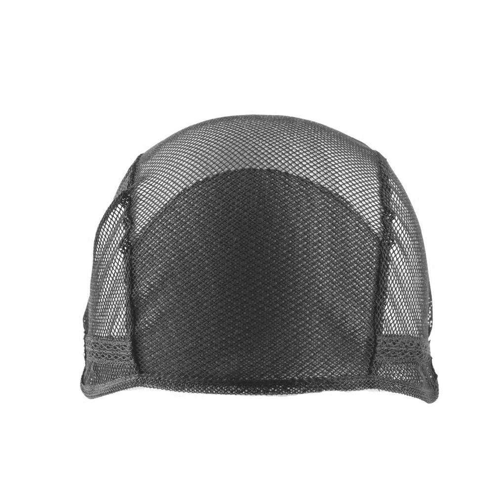 Bonnet noir en dentelle pour la fabrication de perruques, casquette en filet ultraviolet de taille libre, bonnets de tissage avec bretelles réglables au dos