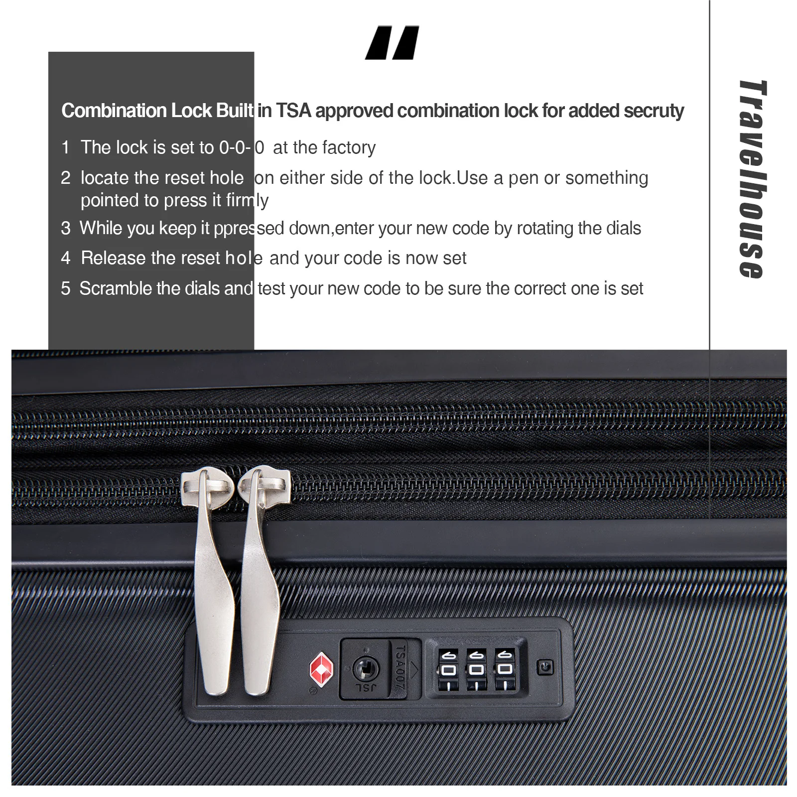 Luggage Sets 3 Piece with Double Spinner Wheel,Suitcase Set PC Hard Case with TSA Lock and Organizer Storage Bags 5