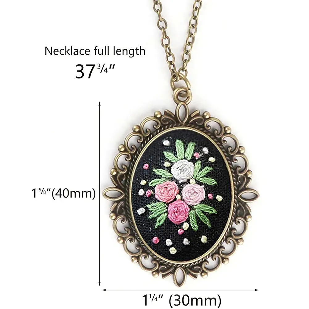 Embroidery set Embroidery kits Embroidery Pendant Kit Embroidered Pendant Necklace Needle Thread Diy Art Crafts