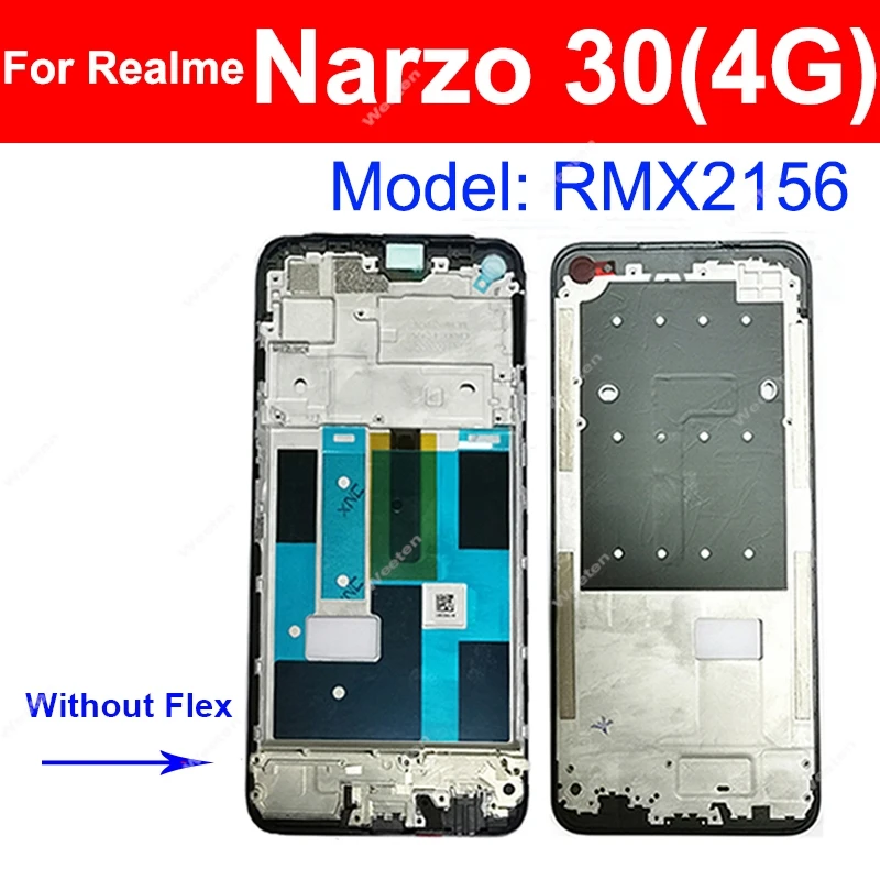 전면 LCD 하우징 커버, LCD 스크린 프레임, 전면 거치대 교체 부품, Realme Narzo 30 20 10 Pro 30A 20A 10A 4G 5G