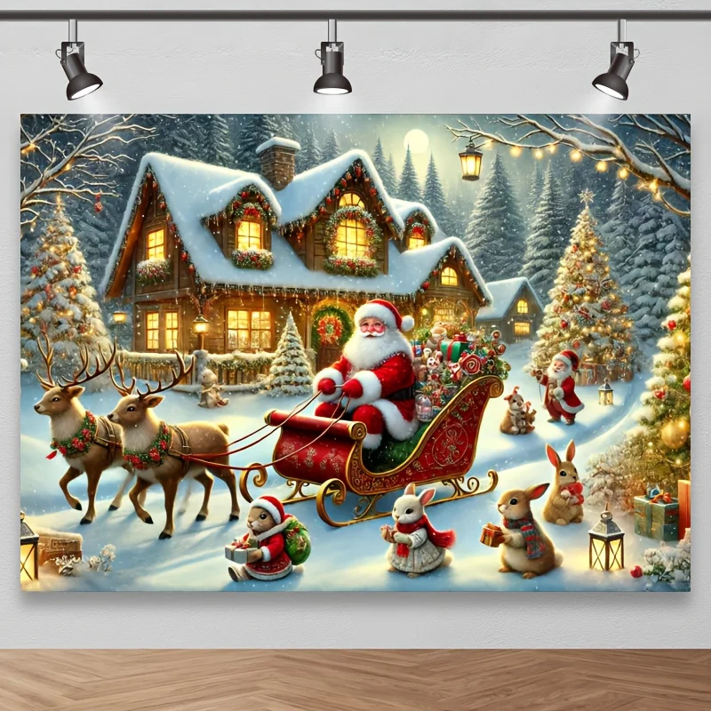 Charming Christmas Photography Background - Santa Claus and reindeer ...