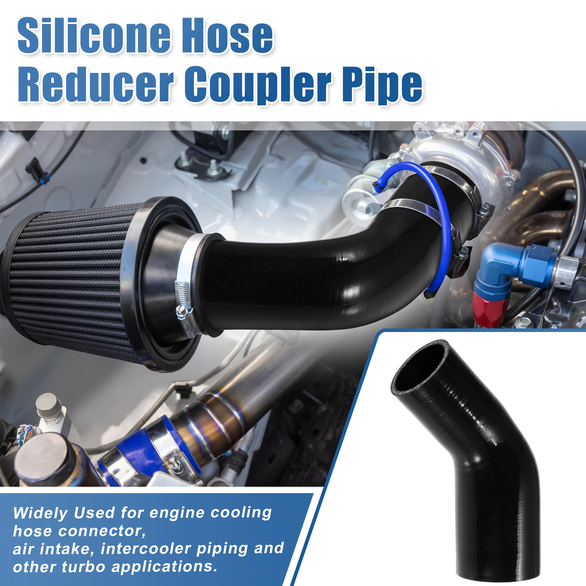 45 Degree 51mm-63mm 70mm-76mm ID 4Ply Car Elbow Reducer Silicone Hose Coupler Intercooler Tube Intake Piping silicone hose silicone hose connector hose end fitting adapter
