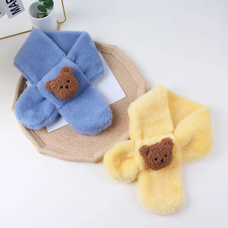 Children Scarf Autumn Winter Soft Plush Cute Cartoon Girl Baby Thick Warm Scarf Outdoor Kids Neckerchief Baby Accessories