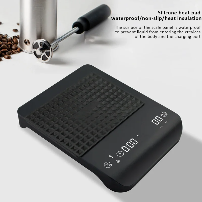 LED Digital Coffee Scale with Timer 4 Modes Rechargeable Kitchen Scale Multifunctional Weighing Scale with High Precision Sensor