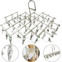 Foldable Laundry Hanger Stainless Steel Underwear Sock Drying Rack Windproof Flat Head Design Rust Resistant Strong Grip Clip 1