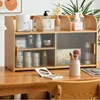 Living Room Bamboo Tea Cabinet Multi-functional Storage Changhong Glass Shelves Adjustable Kitchen Organizer Home Storage Unit 2