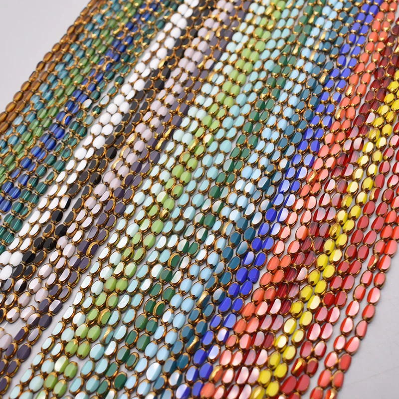 4x7mm 50pcs/lot Briolette Oval Glass Beads Plating Gold Color Crystal Glass Loose Spacer Beads For Beads for Jewelry Making DIY 2