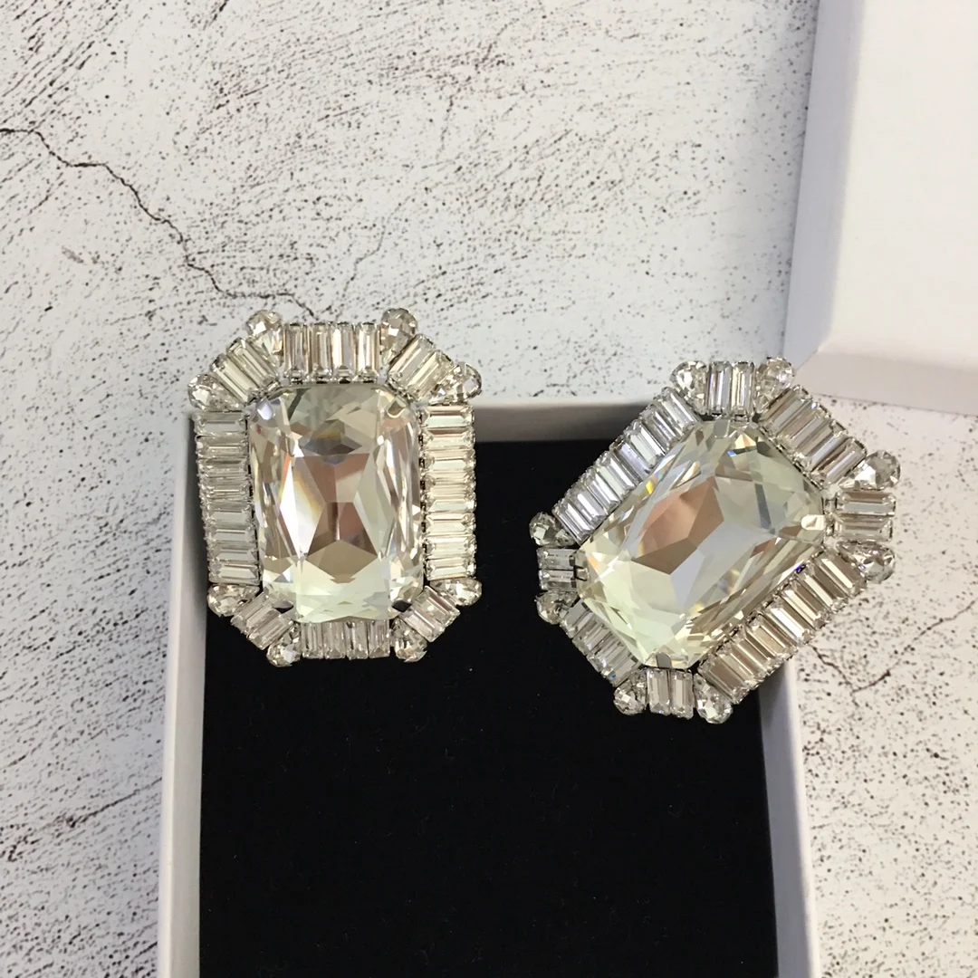 European and American popular geometric crystal ear clips