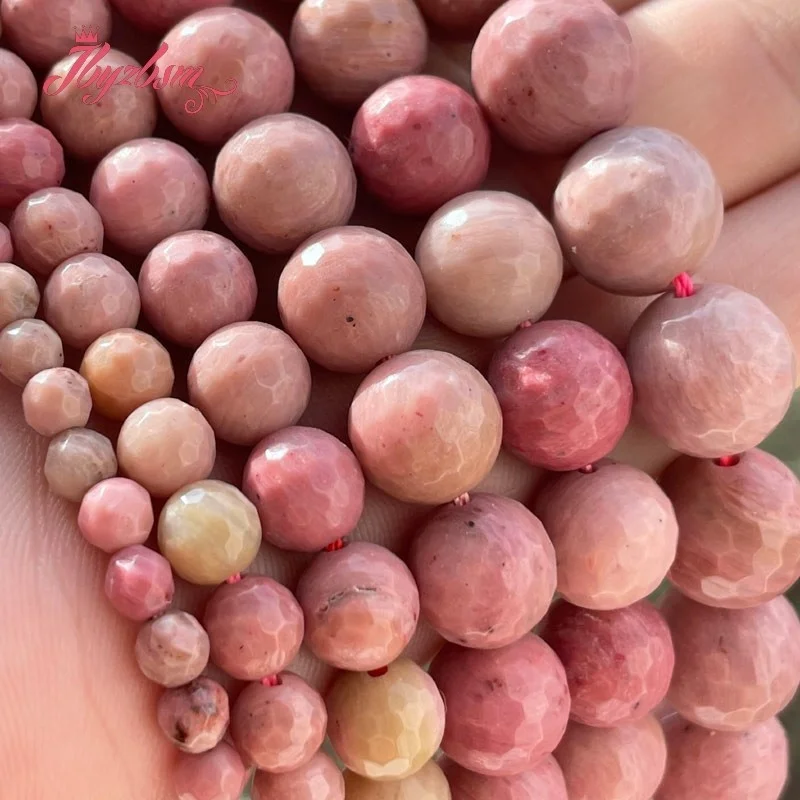 

Natural Rhodonite Beads Faceted Round Stone DIY Loose Strand 15inch For Necklace Bracelat Jewelry Making 6/8/10mm Free Shipping