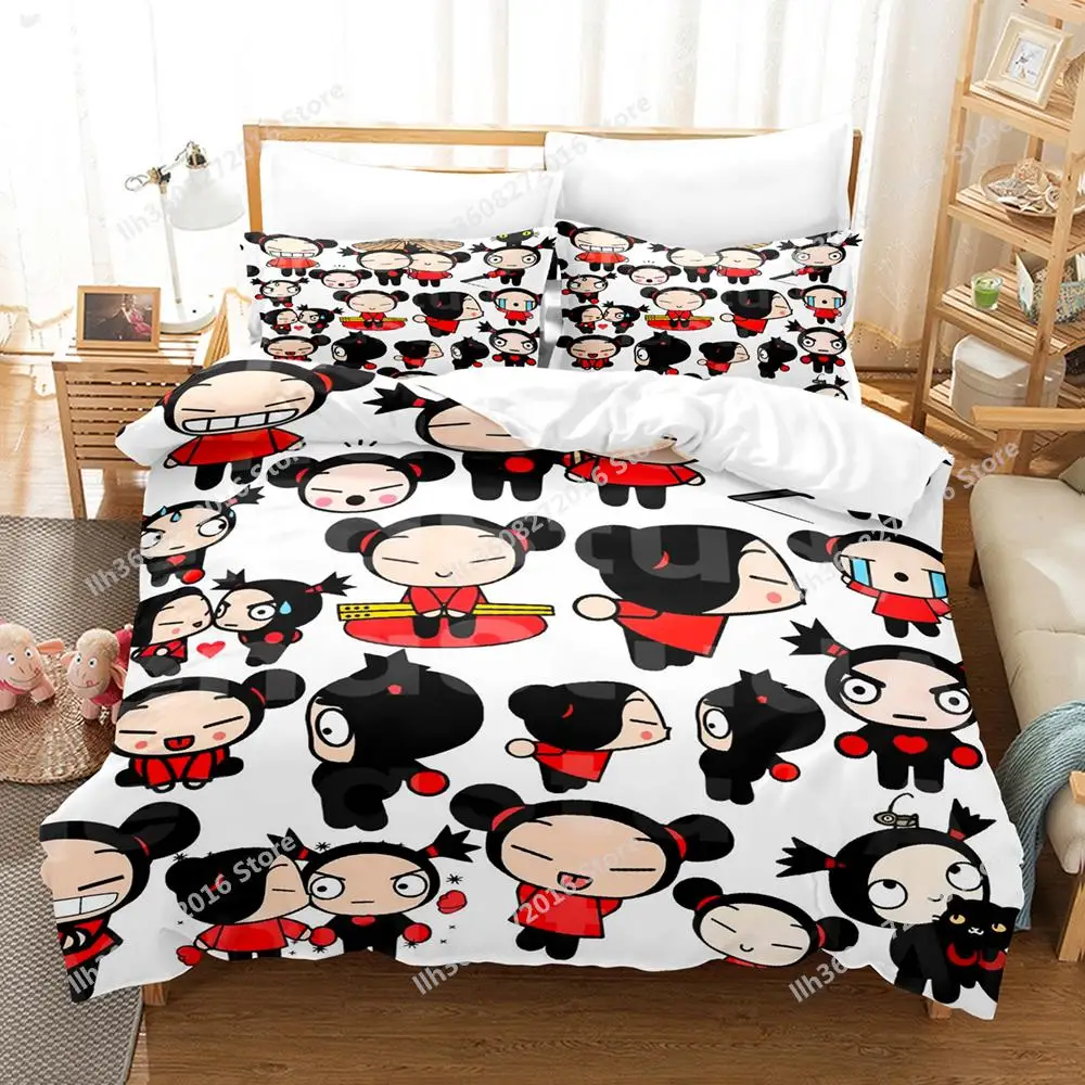 Conjunto de cama 3D Cartoon Anime para adultos e crianças, Capa de edredão,  Quarto, Kawaii, 2 pessoas, Pucca, 2023 - AliExpress