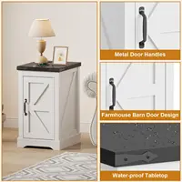 Farmhouse White Nightstand With Charging Station, AC Outlets USB Type-C, Bedside End Table With Cord Management & Storage Shelf 5
